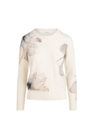 Floral Crewneck Sweater, White