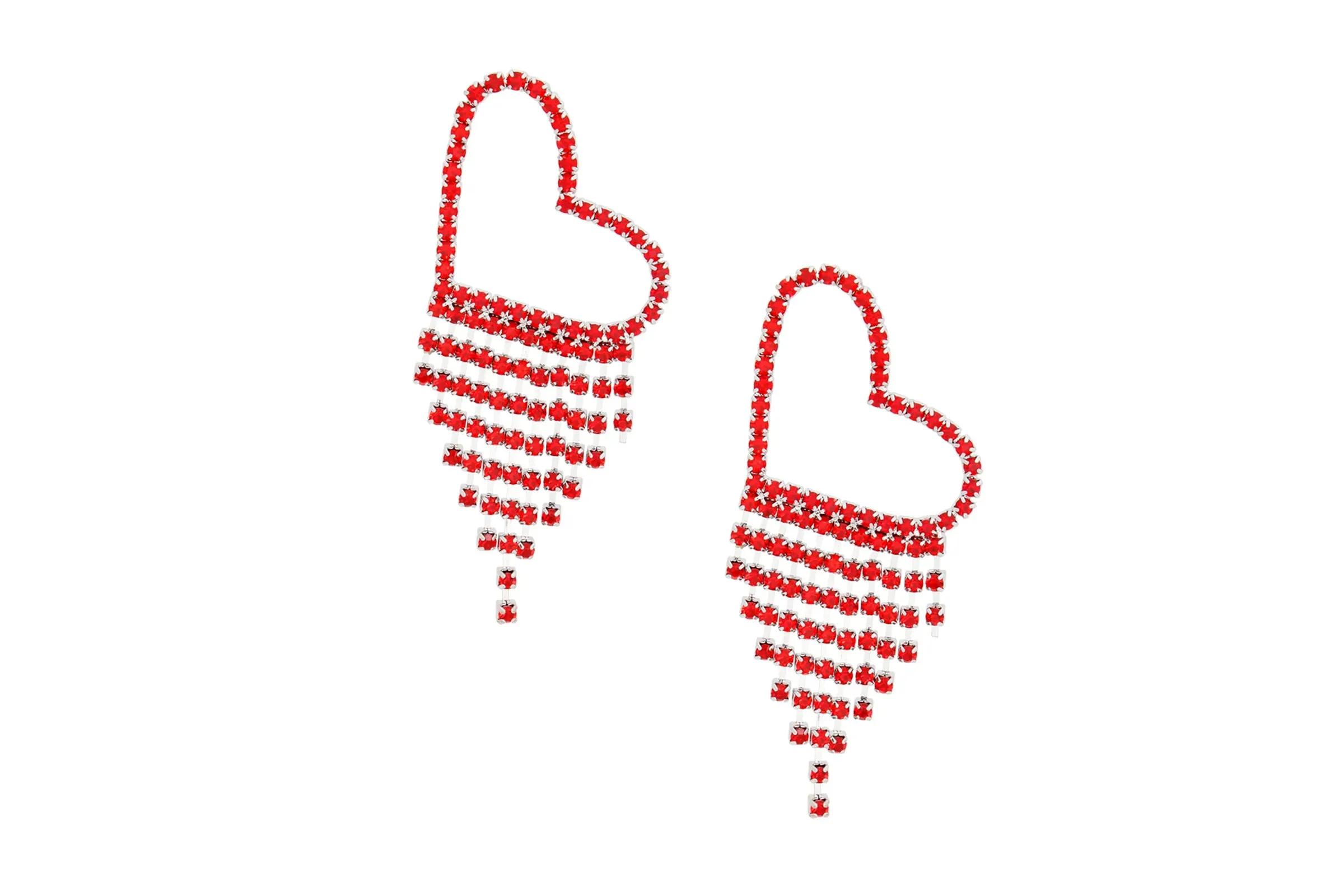 Fringe Large Pave Heart Earrings for Women