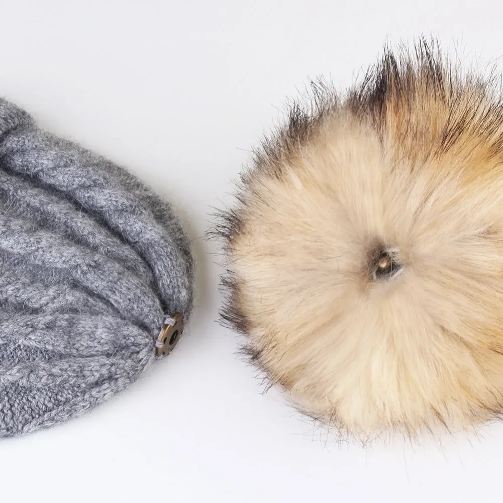 FURTALK Women Winter Faux Fur Pom Pom Hat Twist Drop Shipping AD001