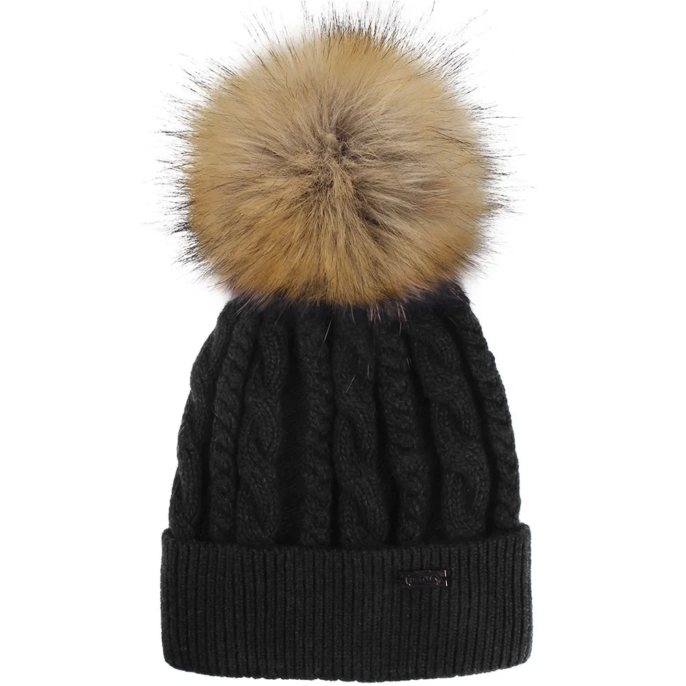 FURTALK Women Winter Faux Fur Pom Pom Hat Twist Drop Shipping AD001