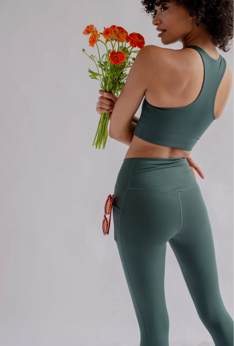 Girlfriend Collective Pocket Leggings High Rise, Long - Moss