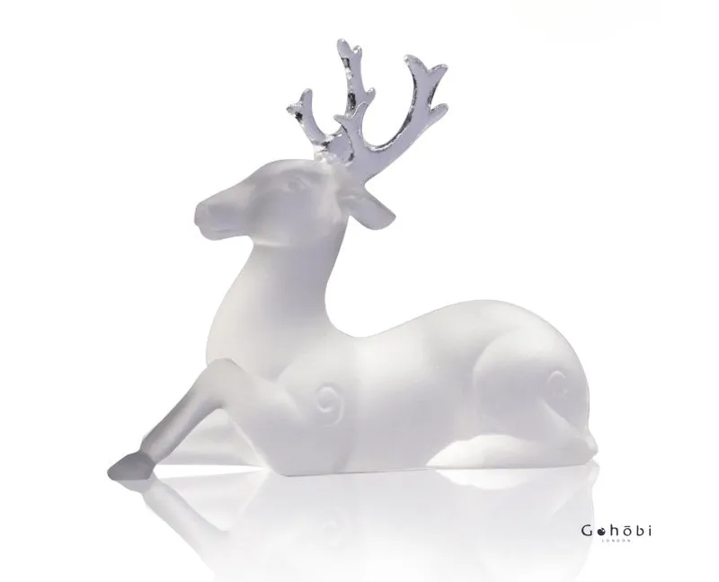 Gohobi Pate de Verre Deer Shaped Coloured Glass Ornament Pen Holder Paperweight