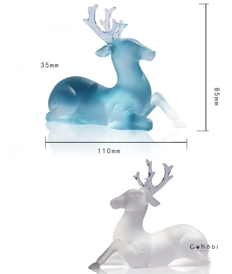 Gohobi Pate de Verre Deer Shaped Coloured Glass Ornament Pen Holder Paperweight