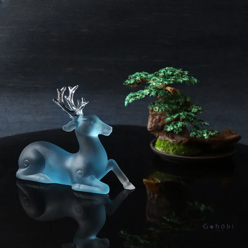 Gohobi Pate de Verre Deer Shaped Coloured Glass Ornament Pen Holder Paperweight