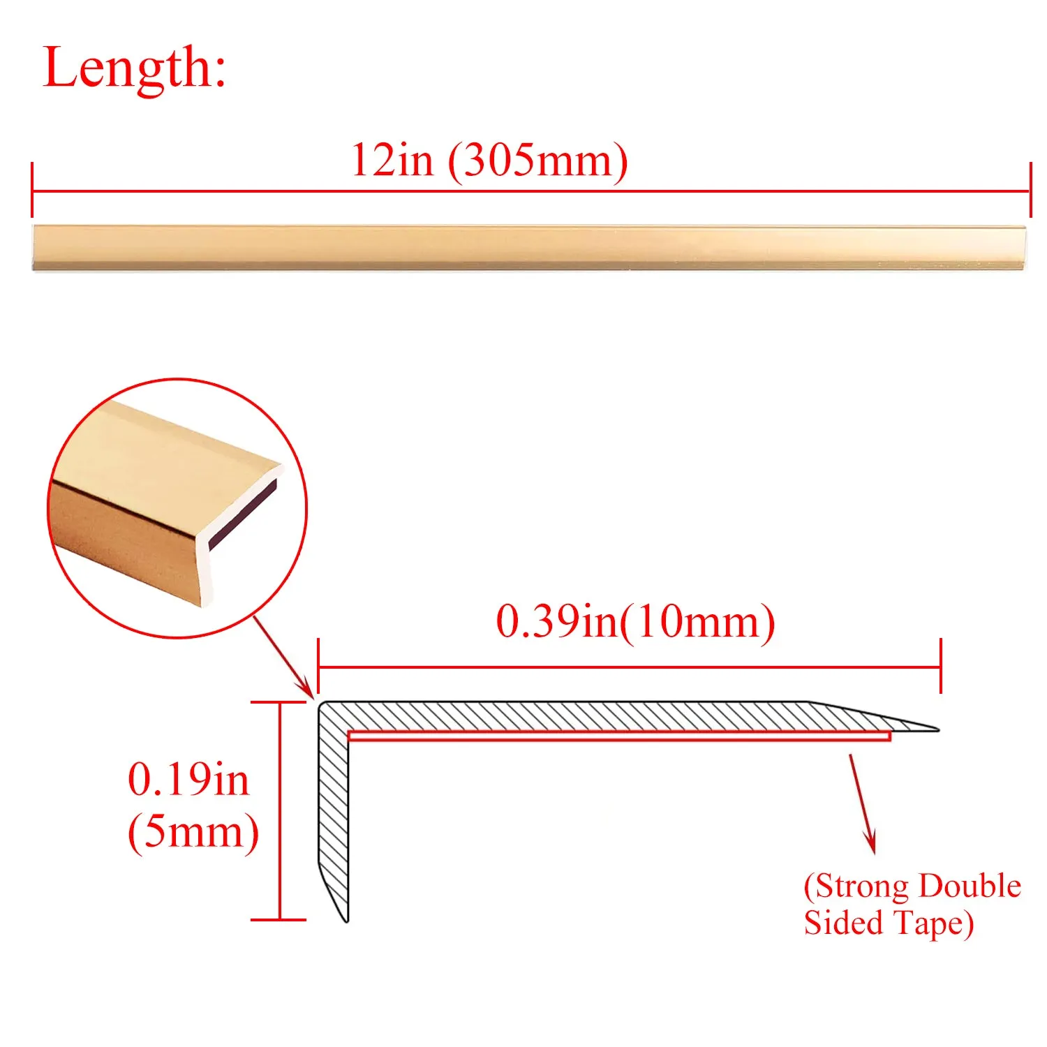 Gold Peel and Stick Aluminum Tile Edge Trim