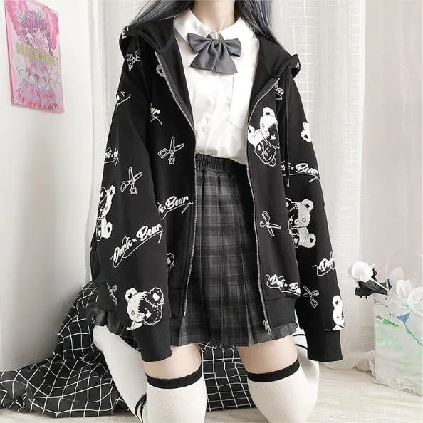 Gothic Korean Zip Up Hoodie