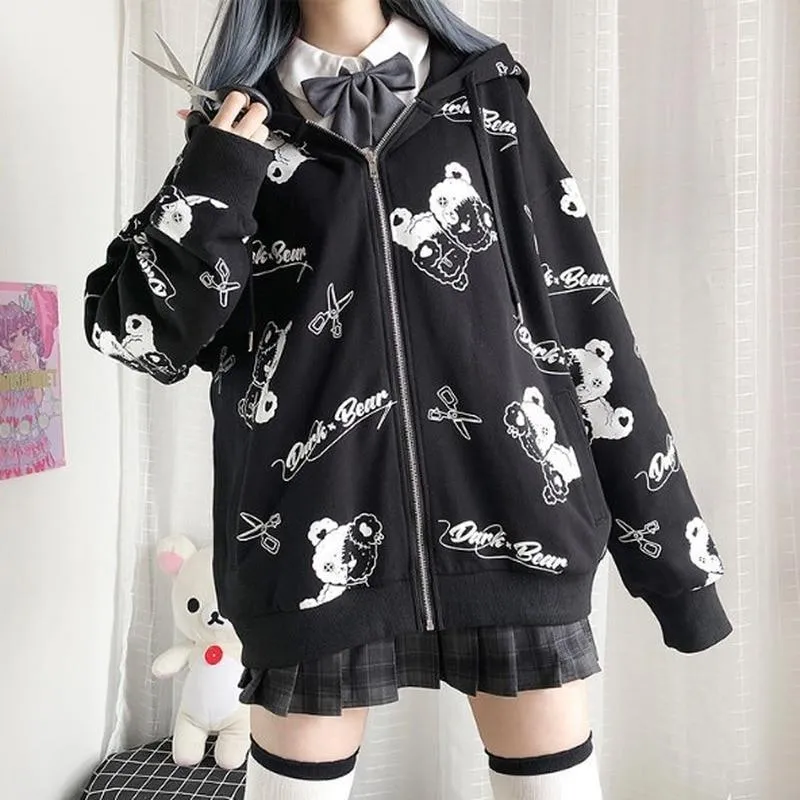 Gothic Korean Zip Up Hoodie