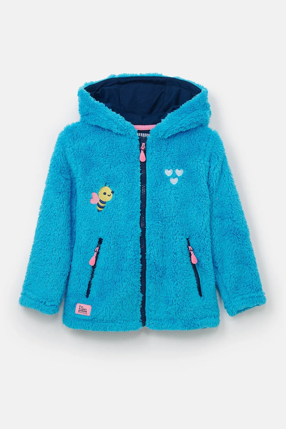 Gracie Sherpa Fleece - Bright Teal Bee