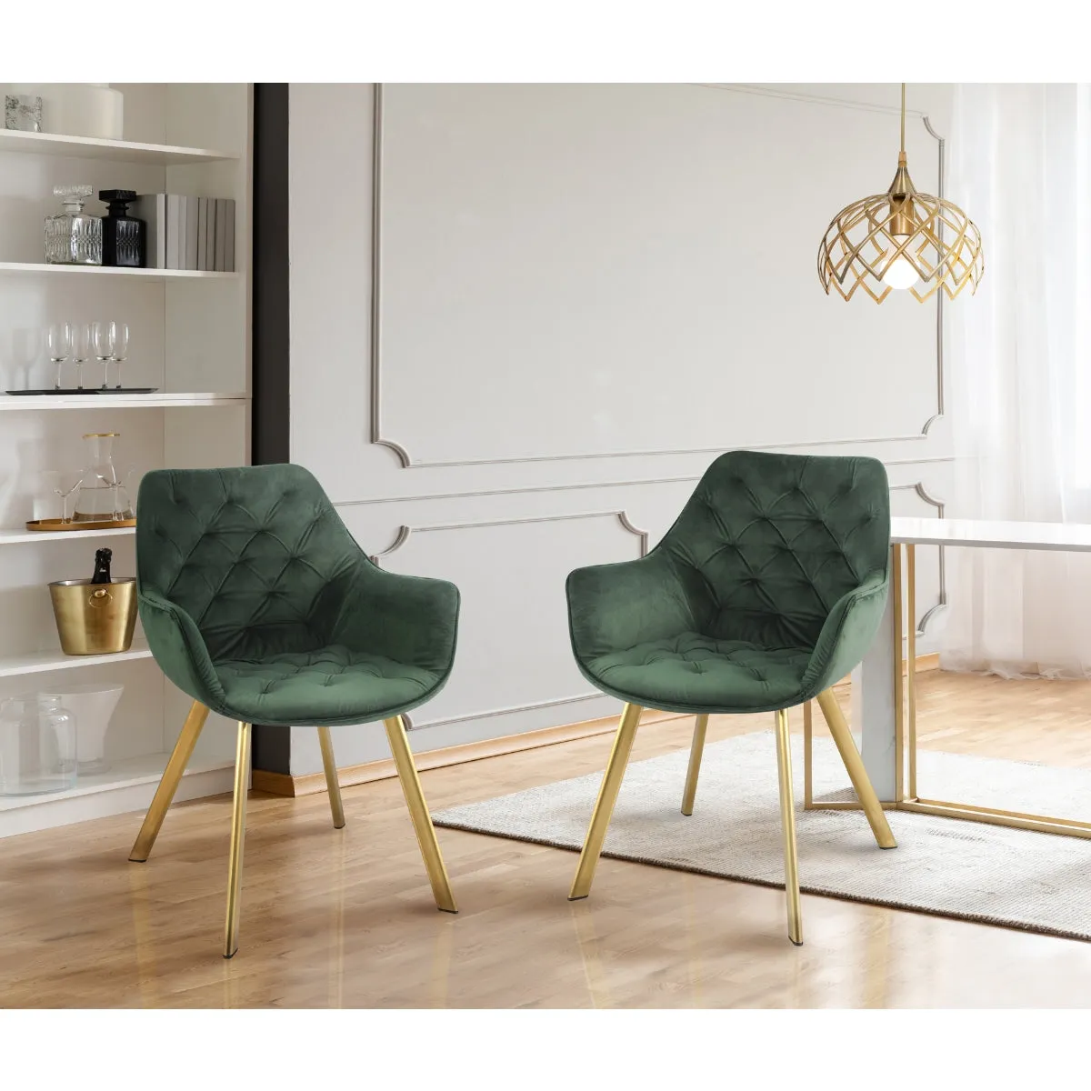 Green Velvet Goldmine Armchair - Set of 2