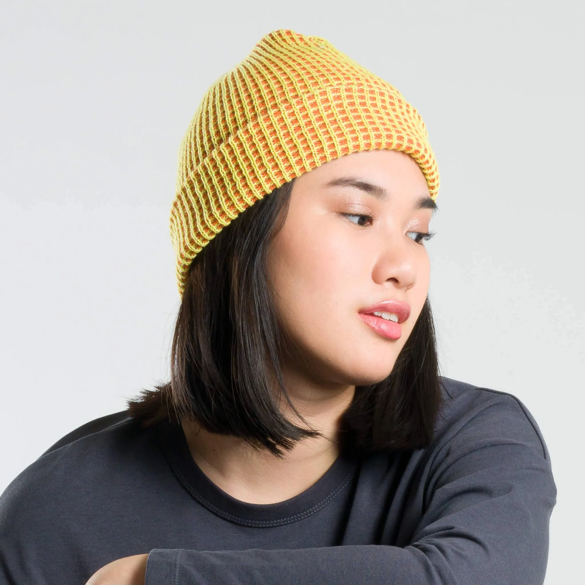 Grid Knit Beanie - Lilac