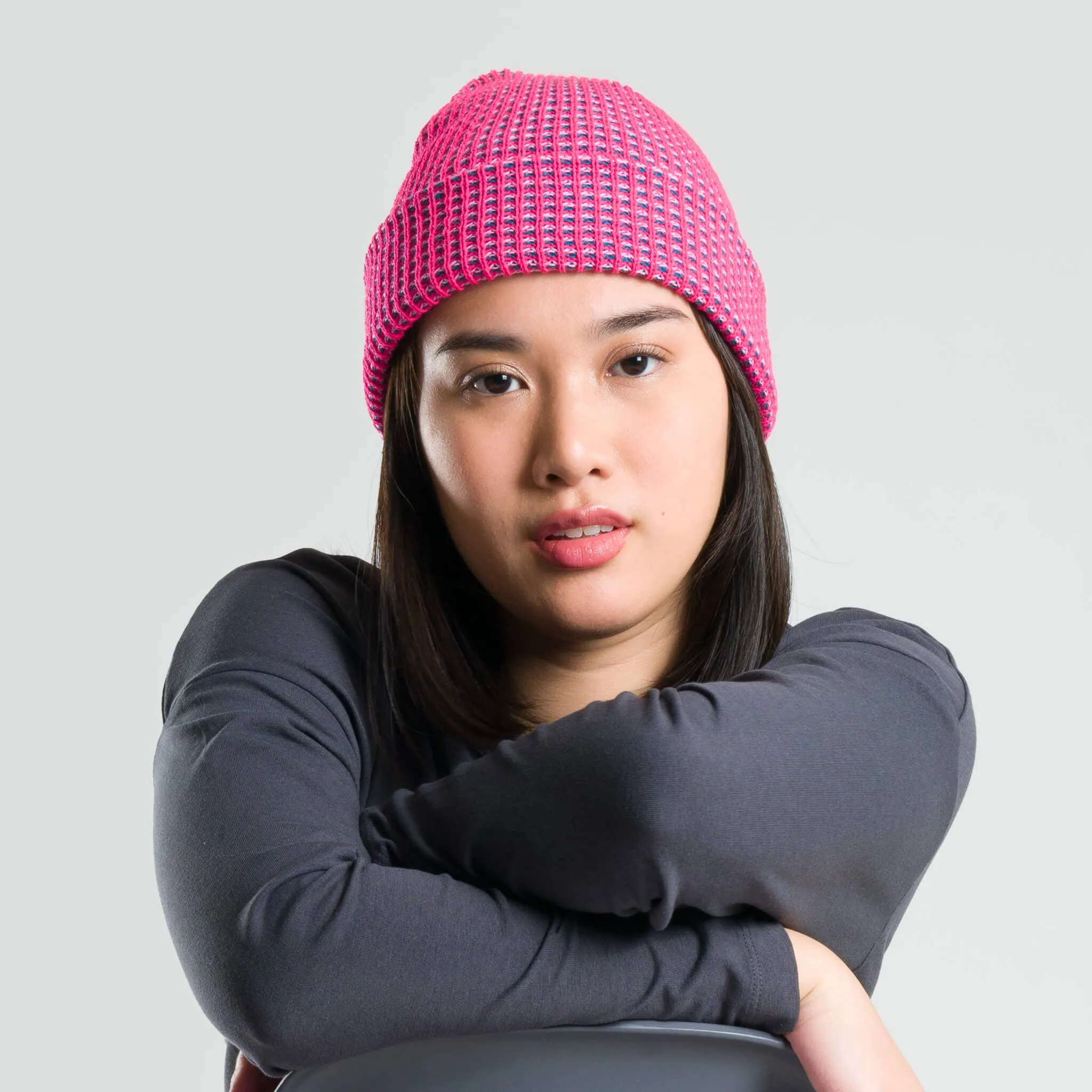 Grid Knit Beanie - Lilac