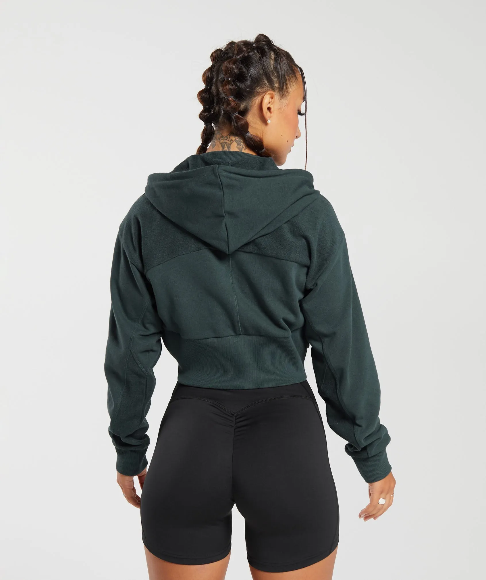 GS Power Crop Zip Hoodie - Darkest Teal