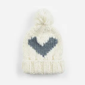 Heart Knit Hat, Gray