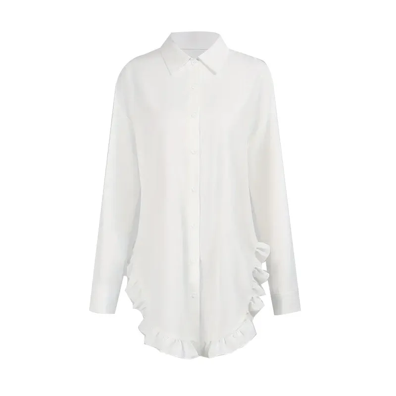 Heavenly Hues Irregular Lace White Shirt