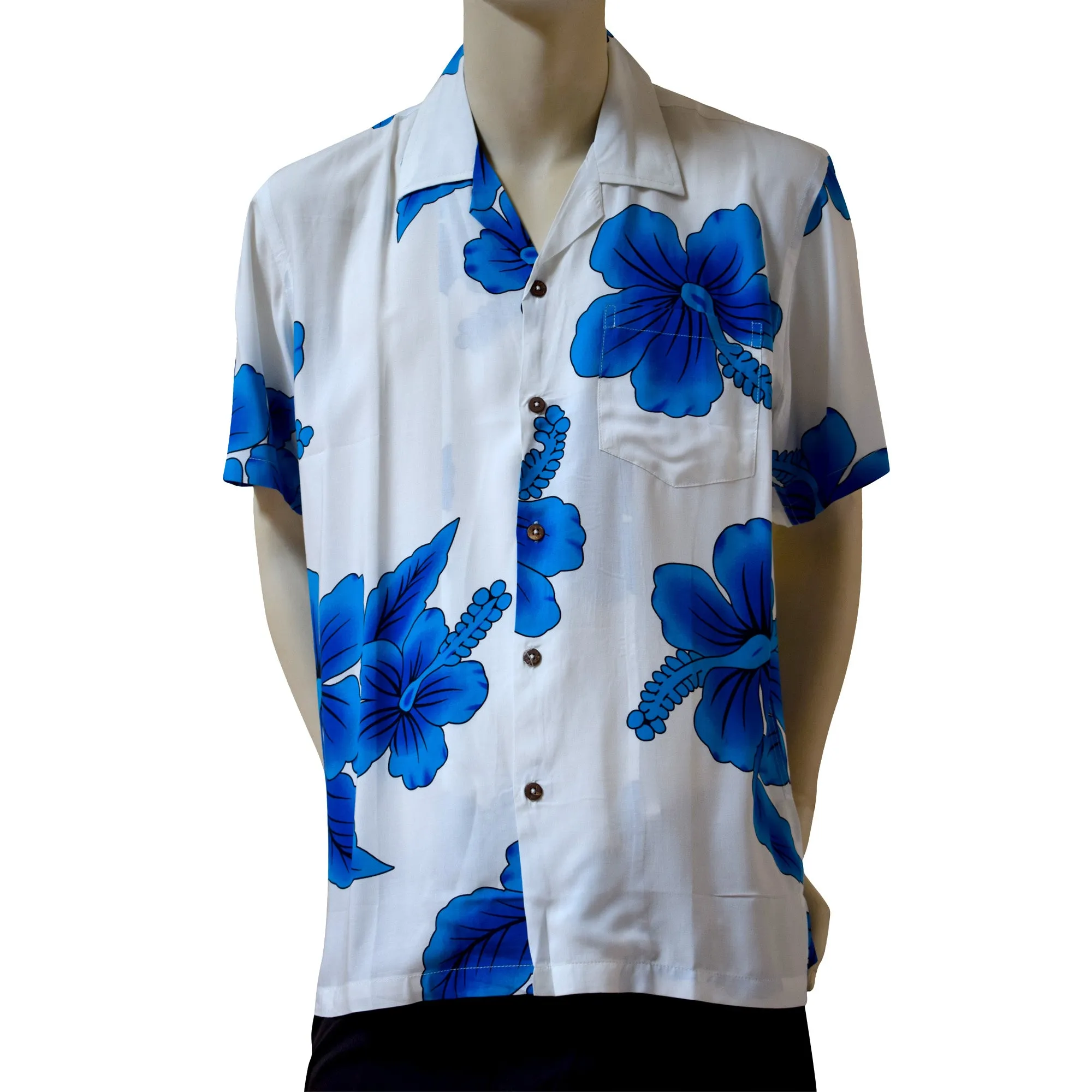 Hibiscus Flower Men's Hawaiian Aloha Shirt (Rayon)