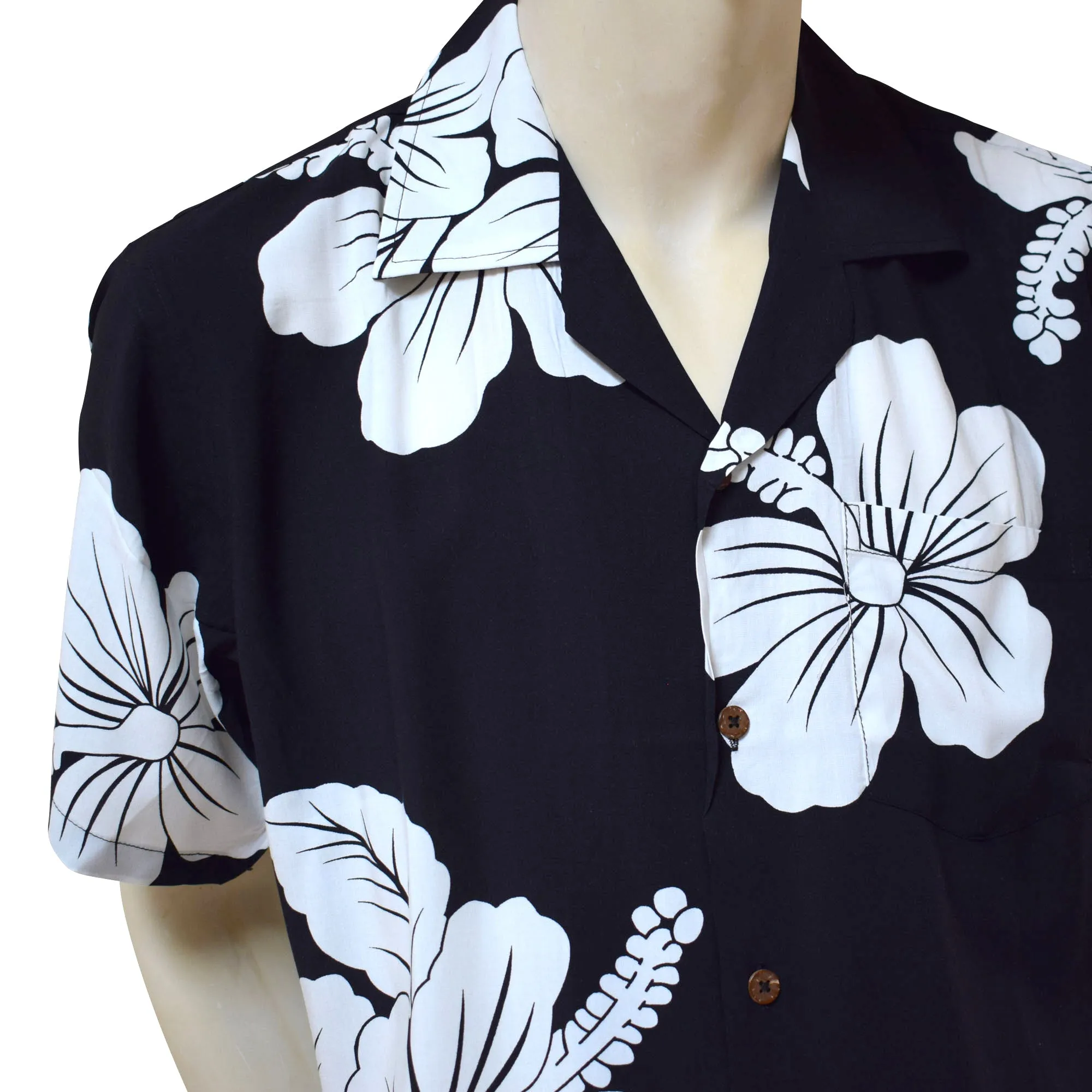 Hibiscus Flower Men's Hawaiian Aloha Shirt (Rayon)