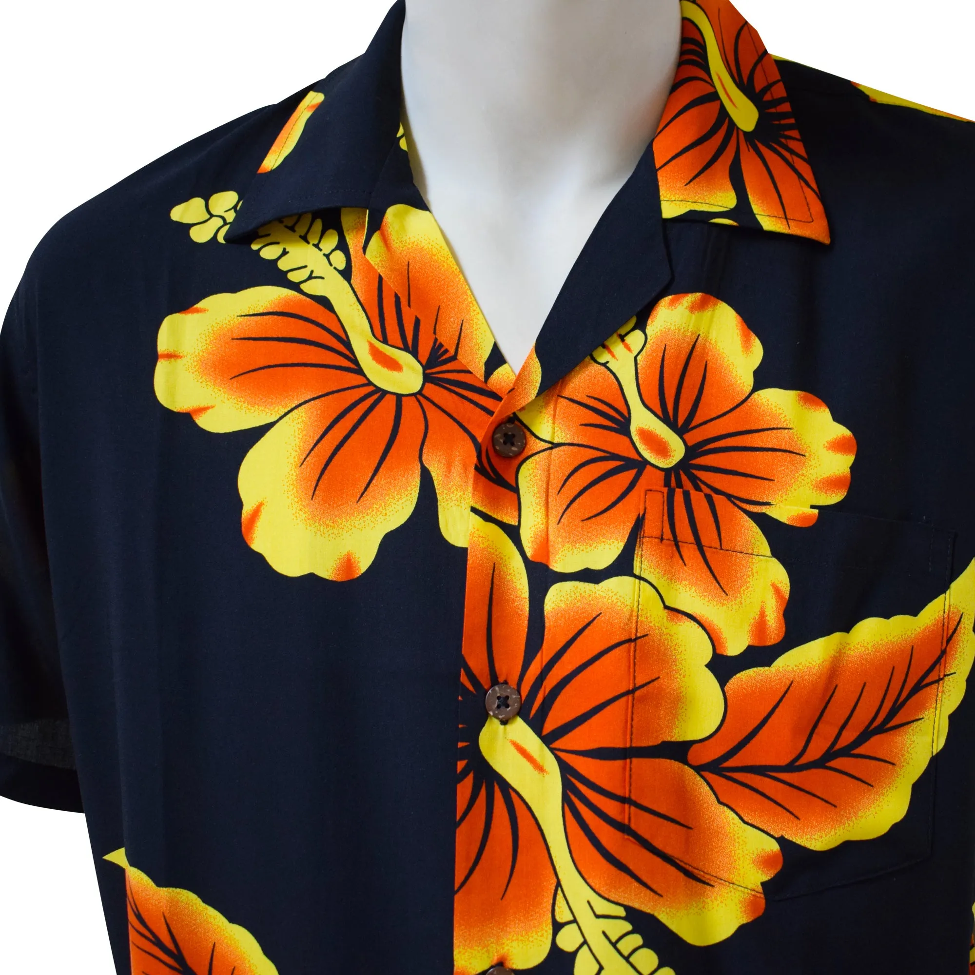 Hibiscus Flower Men's Hawaiian Aloha Shirt (Rayon)