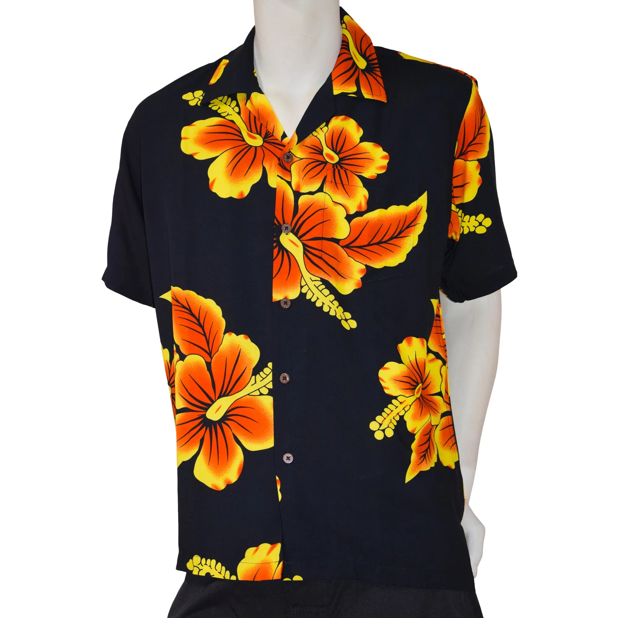 Hibiscus Flower Men's Hawaiian Aloha Shirt (Rayon)