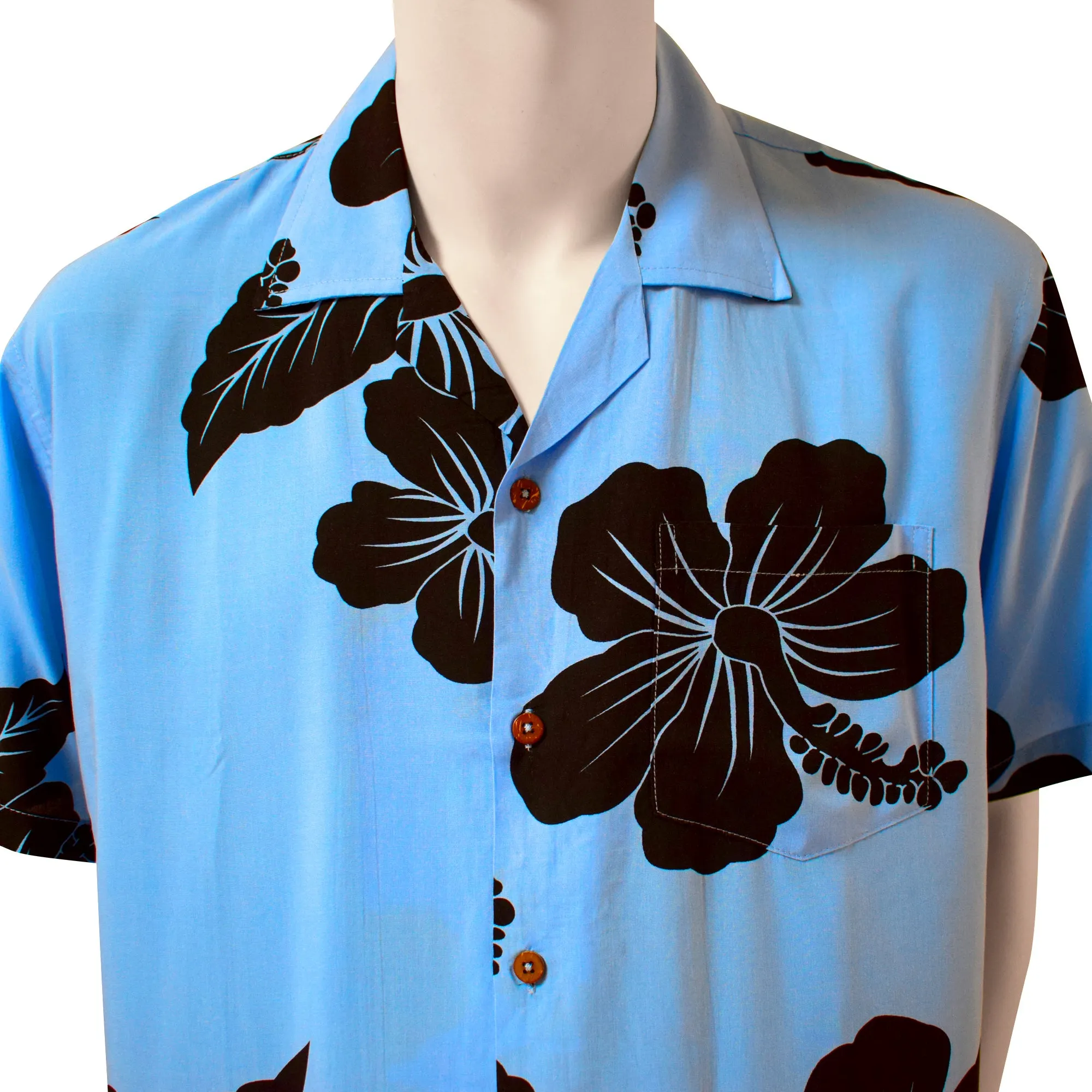 Hibiscus Flower Men's Hawaiian Aloha Shirt (Rayon)