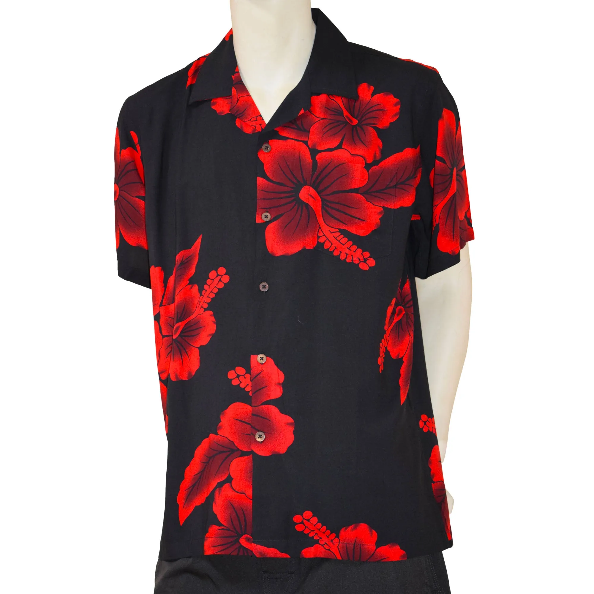 Hibiscus Flower Men's Hawaiian Aloha Shirt (Rayon)