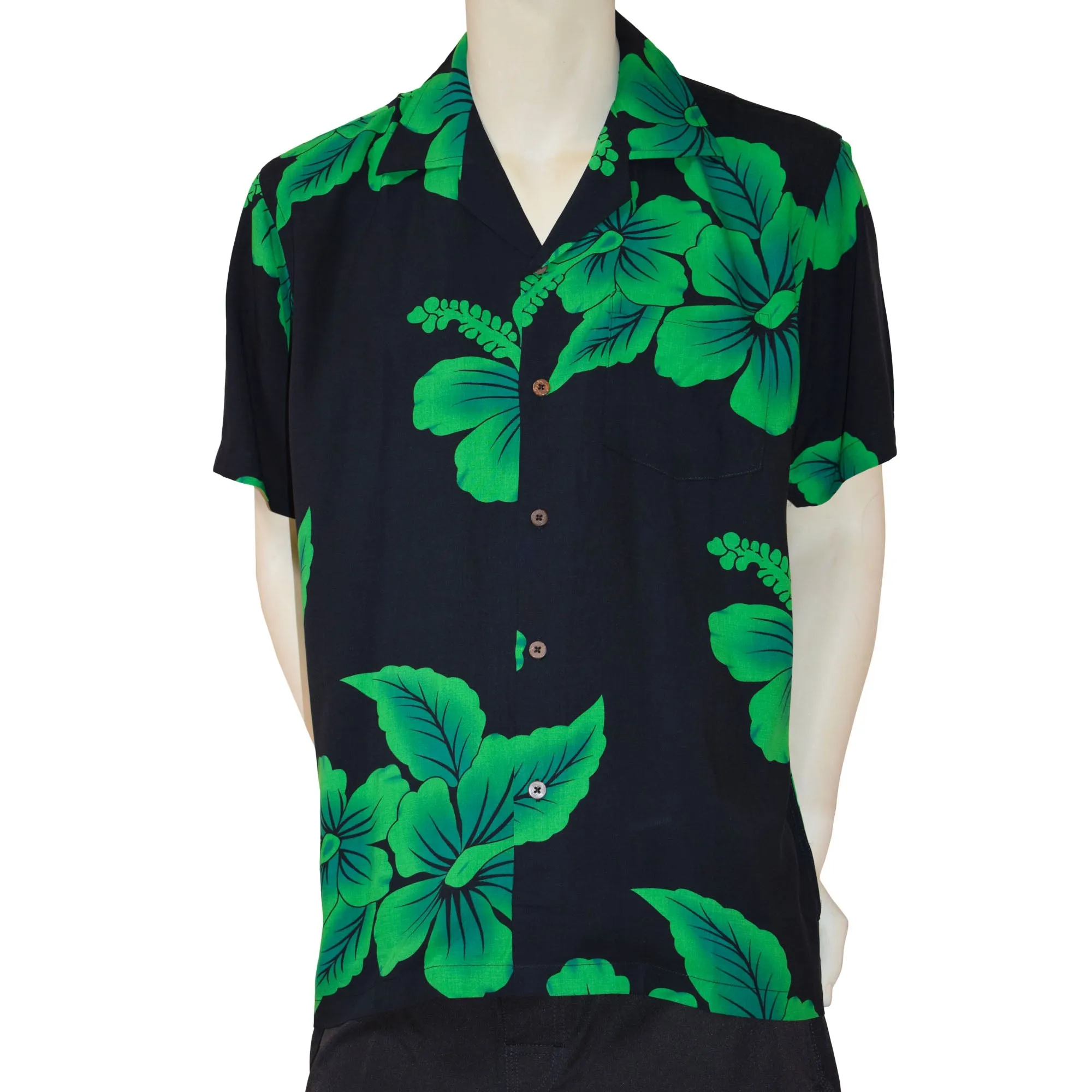 Hibiscus Flower Men's Hawaiian Aloha Shirt (Rayon)