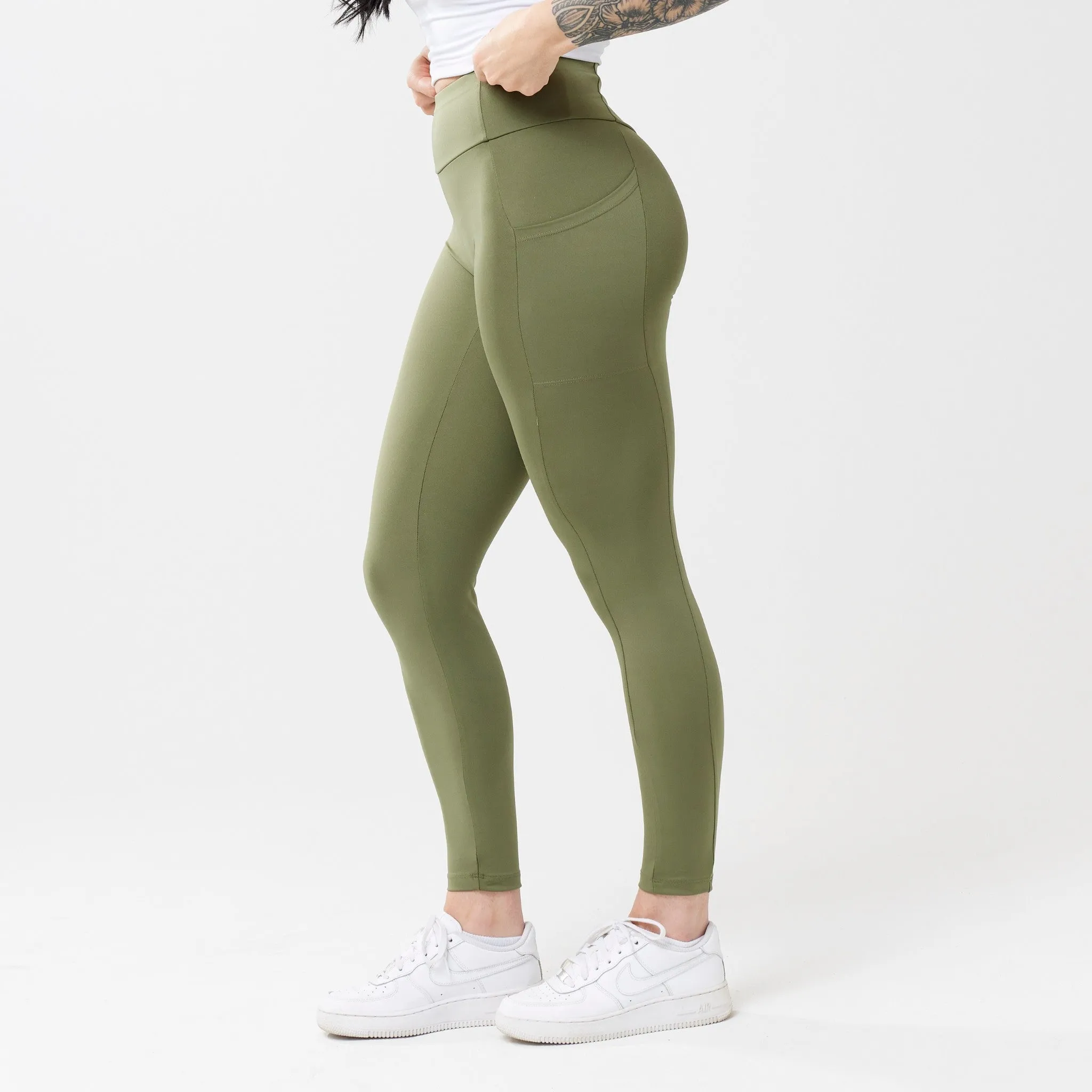 High-Rise Pocket Leggings - Olive