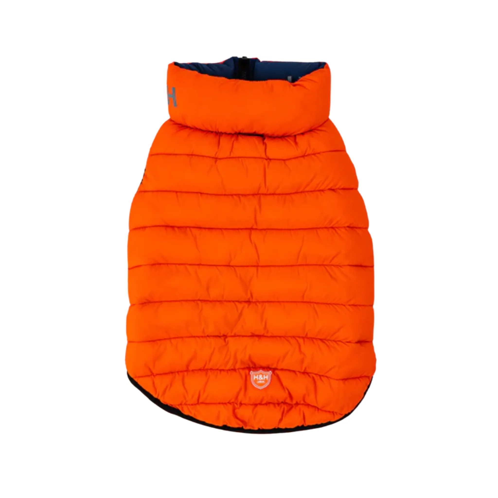 Hugo & Hudson Dog Puffer Jacket Reversible Orange & Navy