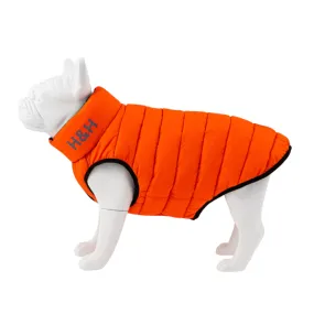 Hugo & Hudson Dog Puffer Jacket Reversible Orange & Navy