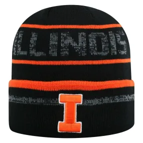 Illinois Fighting Illini TOW Black Striped "Effect" Style Cuffed Knit Beanie Cap