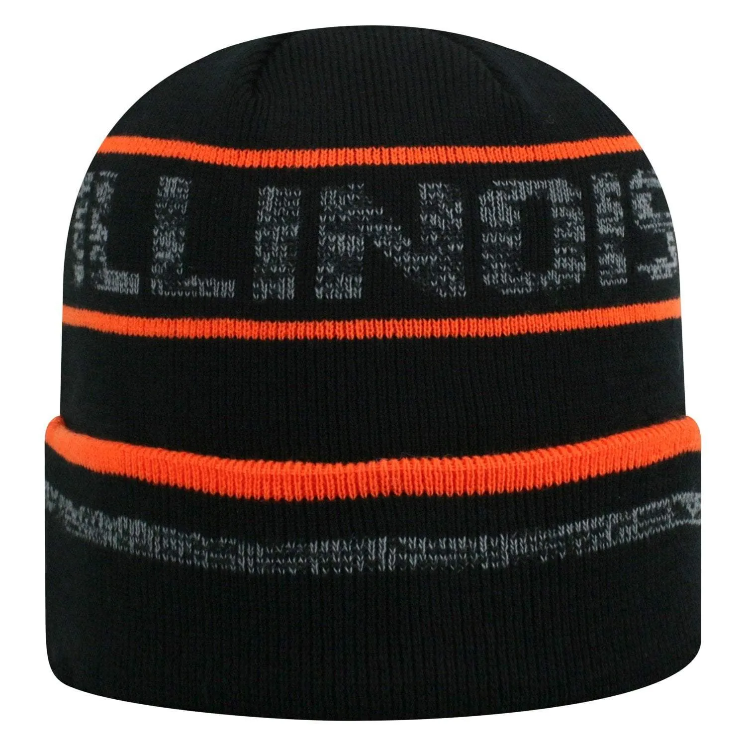 Illinois Fighting Illini TOW Black Striped "Effect" Style Cuffed Knit Beanie Cap