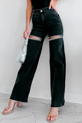 IN STOCK!! AS SEEN ON TAYLOR!! The Nikki Black Denim Rhinestone Jean