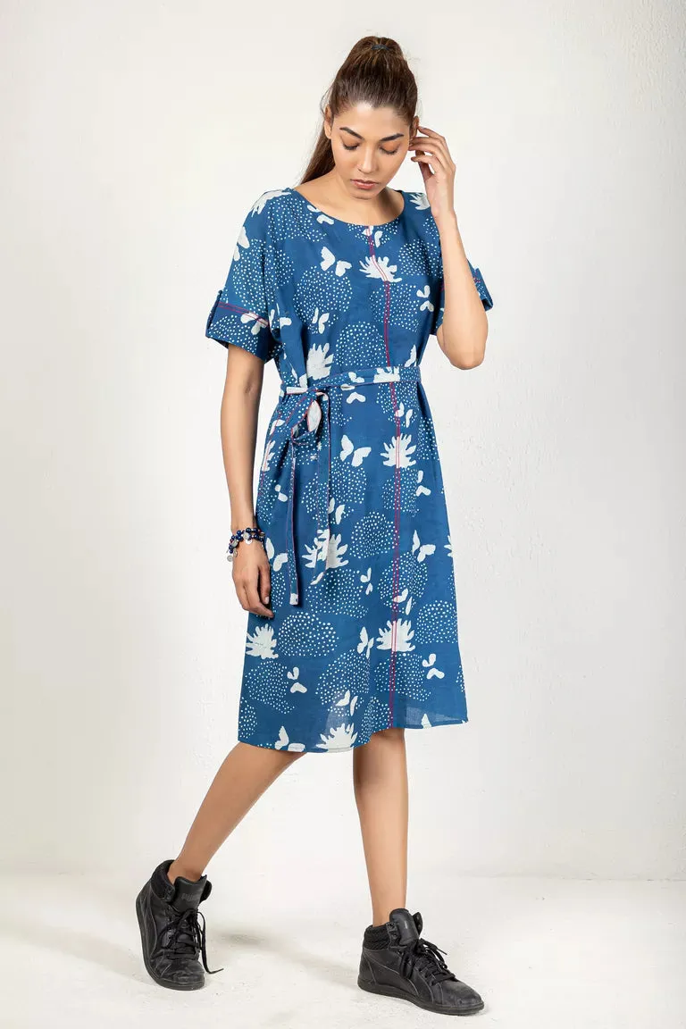 Indigo-Colored Dabu Printed Dress