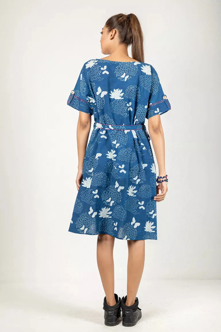 Indigo-Colored Dabu Printed Dress