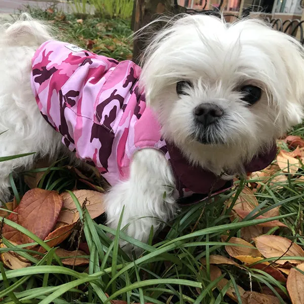 Insulated Reversible Puffer Jacket - Pink Camo/Maroon