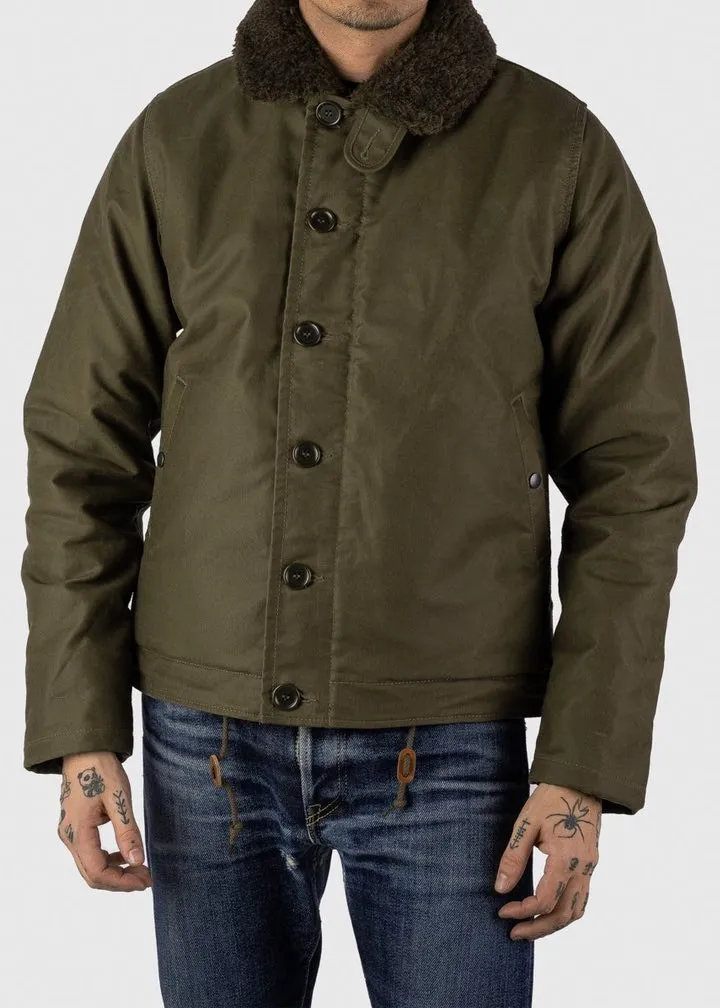 Iron Heart Oiled Whipcord N1 Deck Jacket Olive