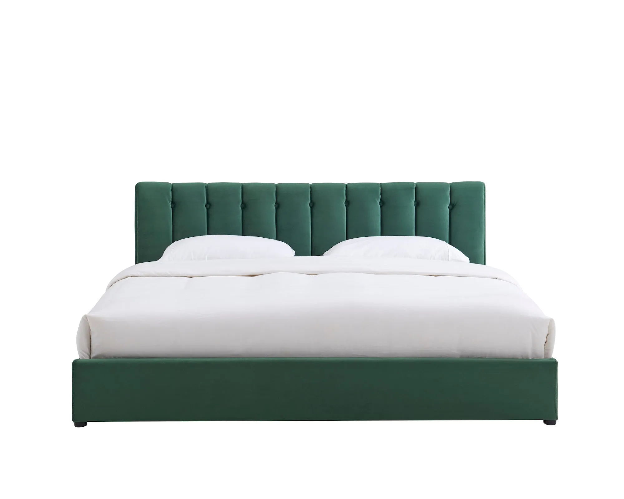 Jade Green Velvet Plush Ottoman Storage Bed Frame - Double or Super King