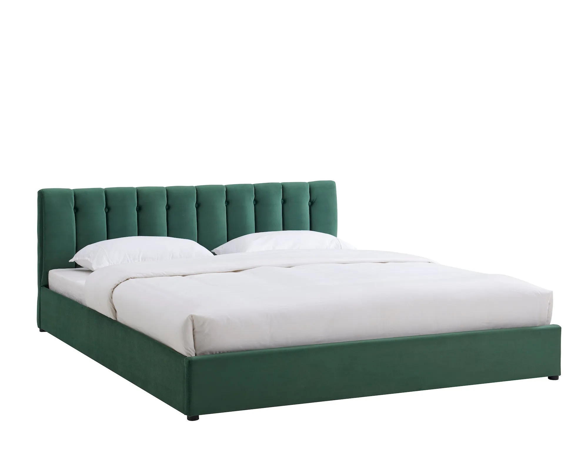 Jade Green Velvet Plush Ottoman Storage Bed Frame - Double or Super King