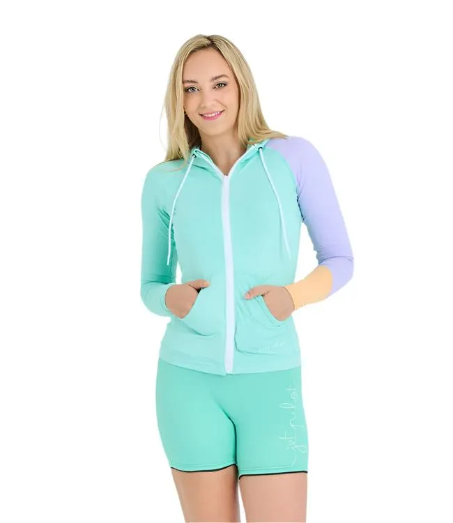 Jetpilot Pacer Womens Hooded Rashie (2025) - Teal