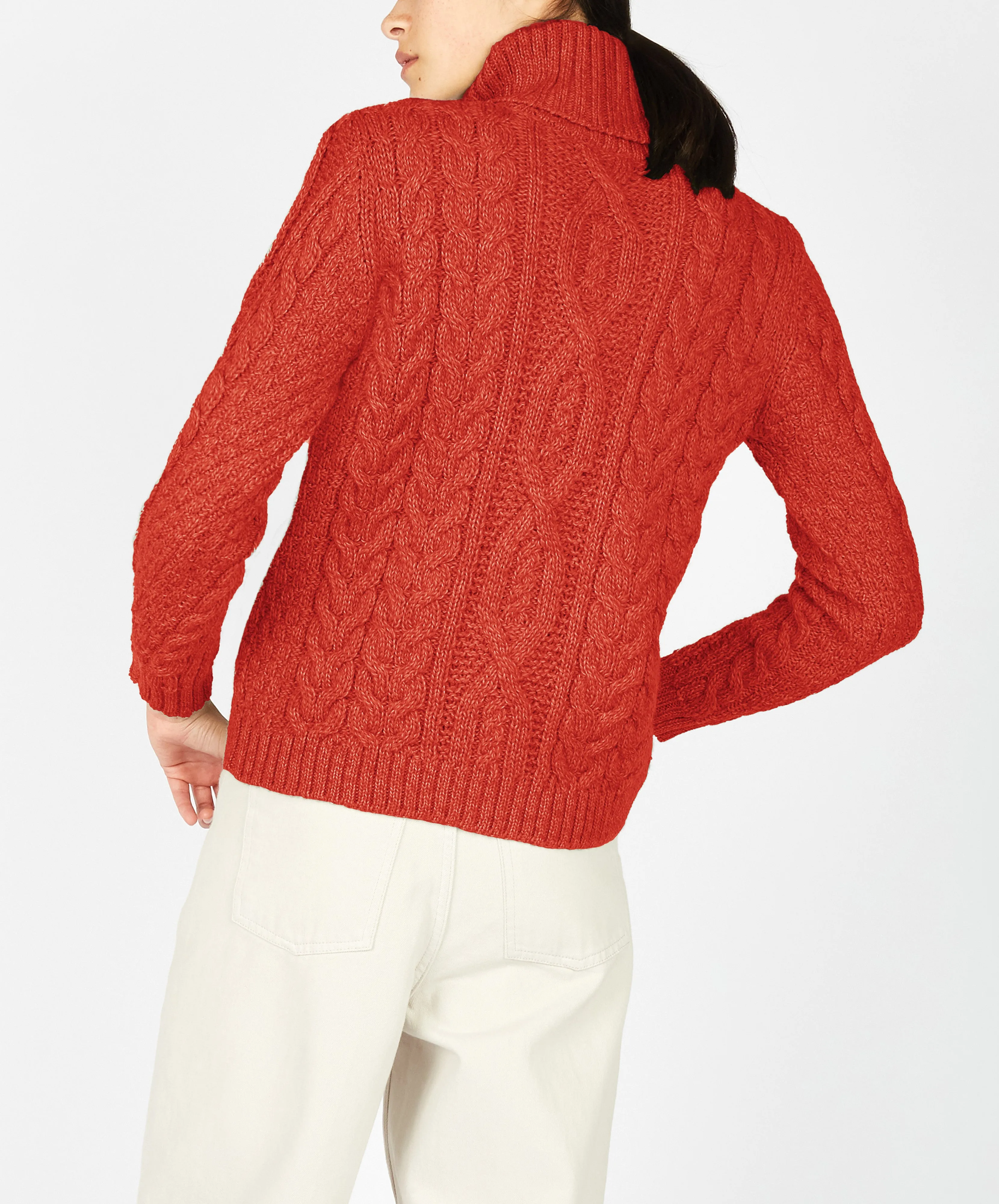 Juniper Aran Polo Neck Orange Marl