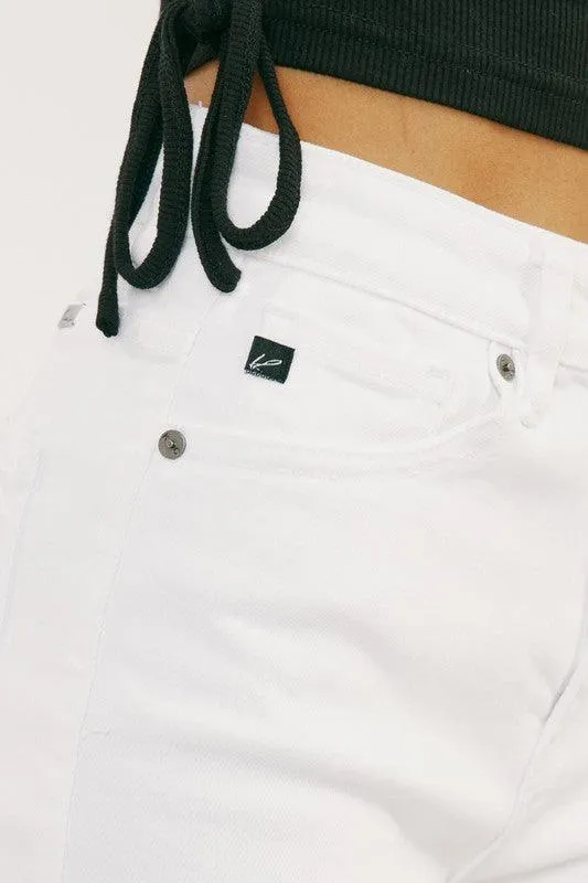 Kancan High Rise Distressed White Jean Shorts