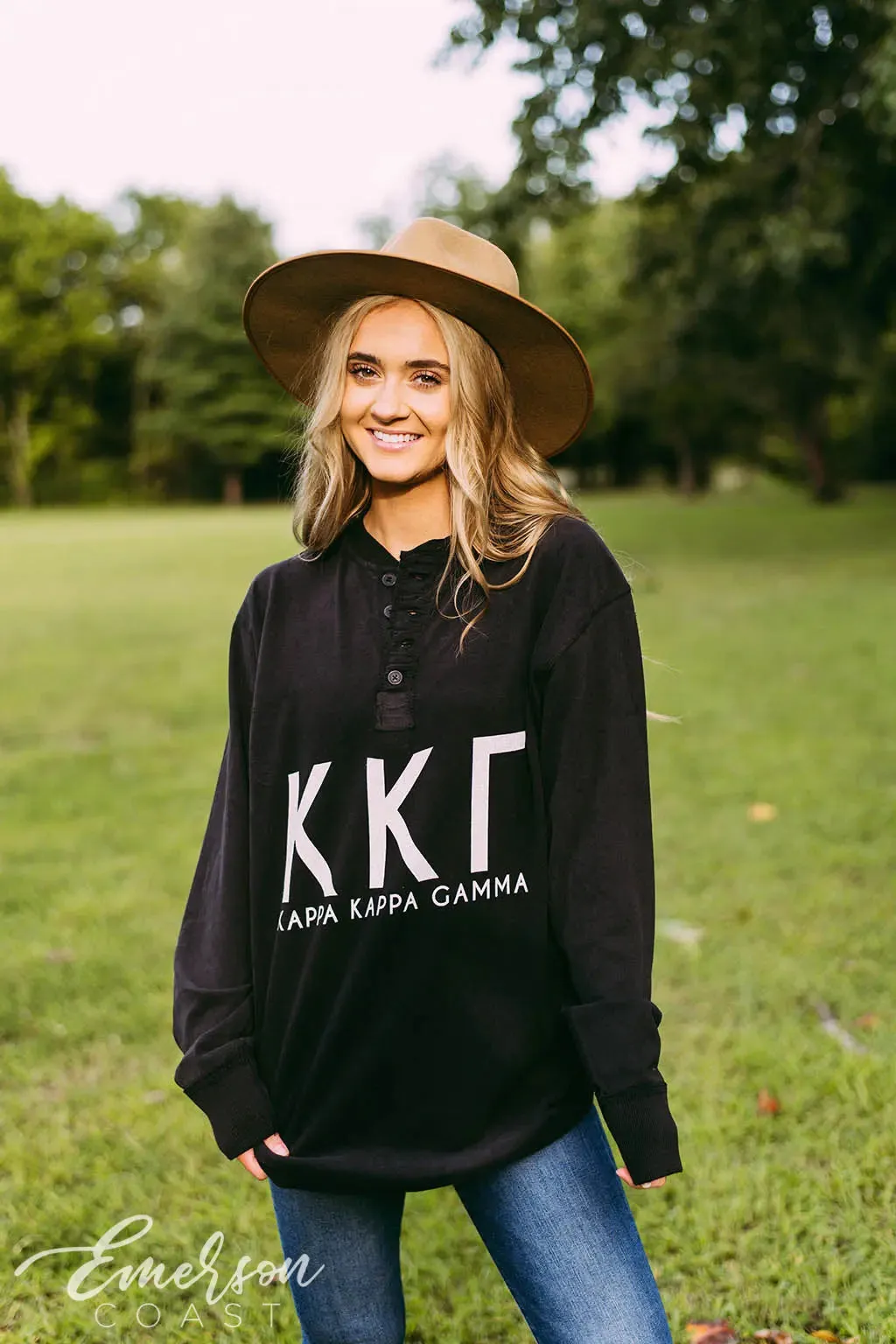 Kappa Kappa Gamma Simple Black Thermal Henley