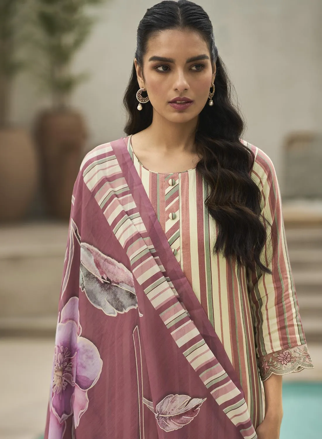 Kilory Jam Cotton Women Unstitched Salwar Suit Material with Fancy Work