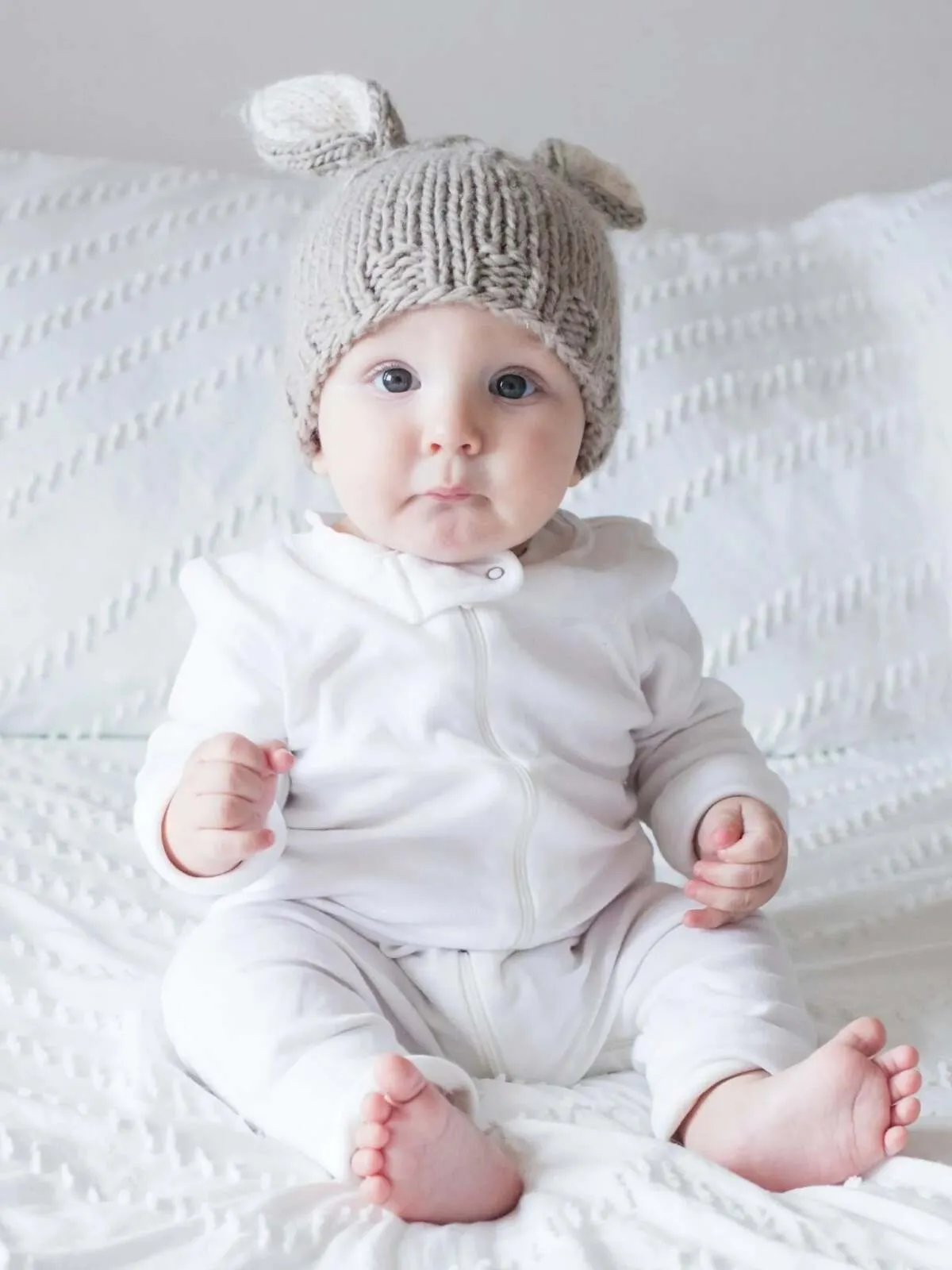 Knit Bunny Hat, Pebble