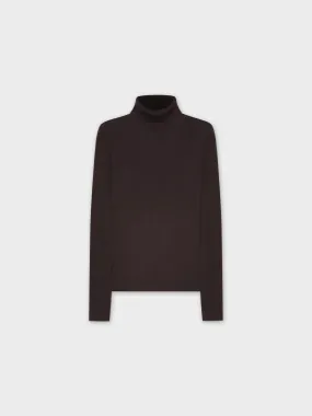 Knit Ribbed Turtleneck-Black