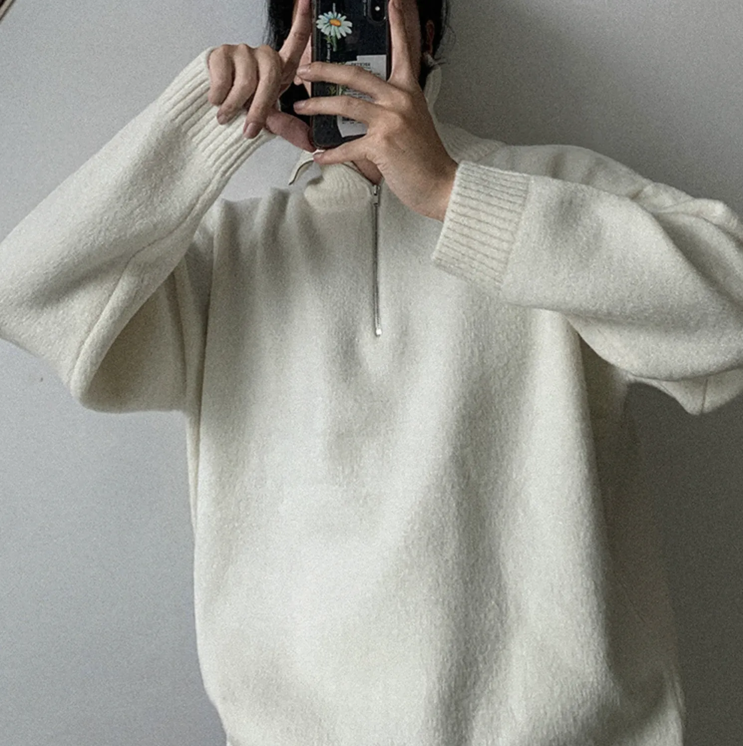 [Korean Style] 3 Colors Wool Zip Pullover Sweaters