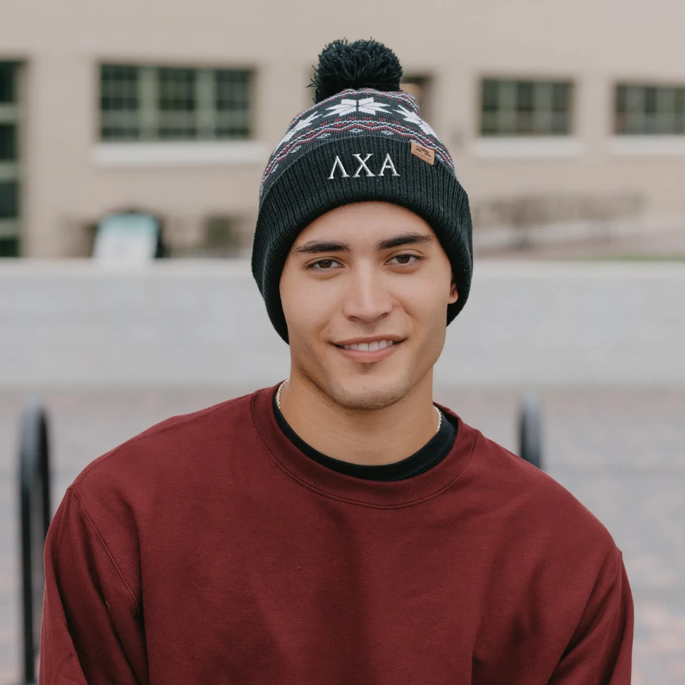 Lambda Chi Knitted Pom Beanie