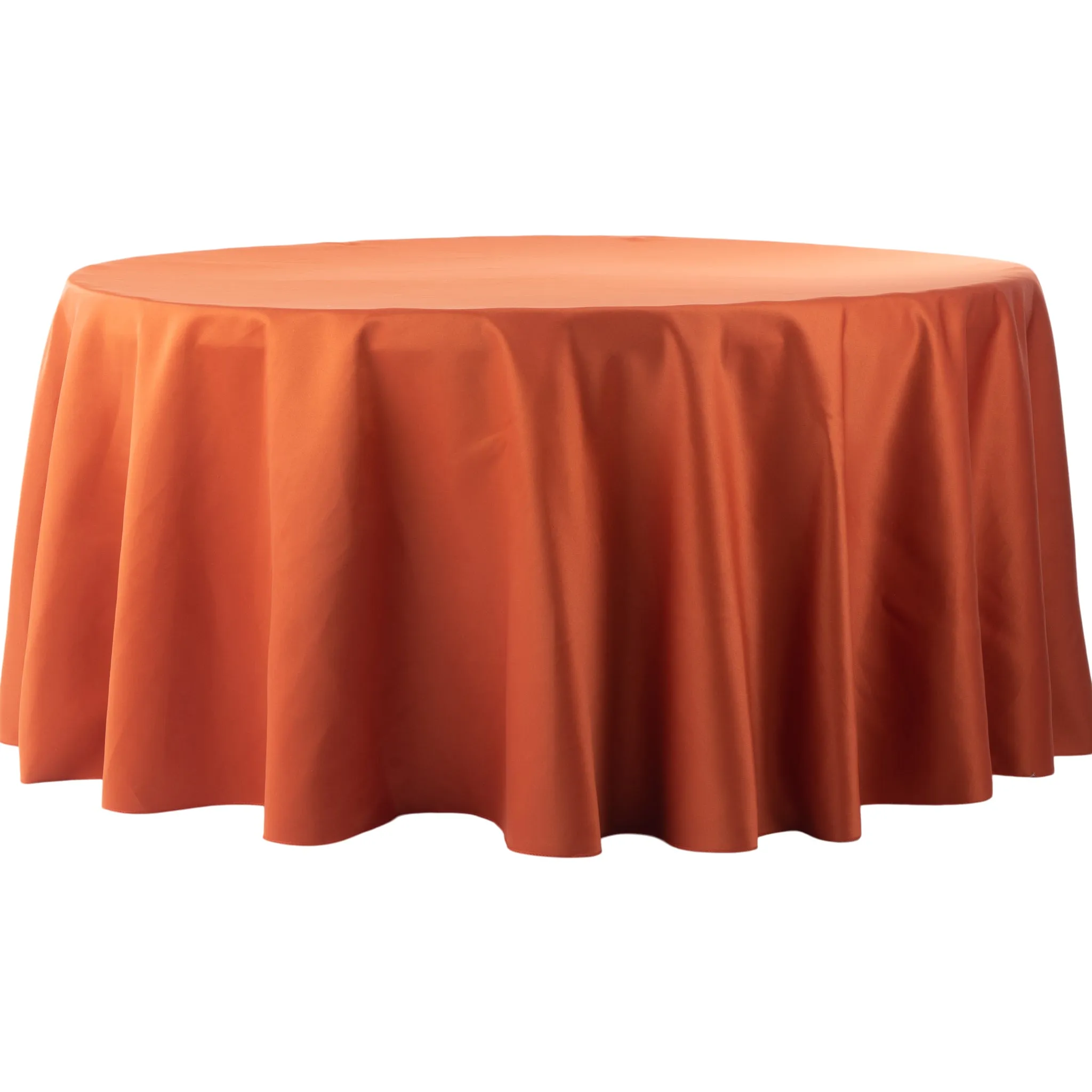 Lamour Satin 132" Round Tablecloth - Rust