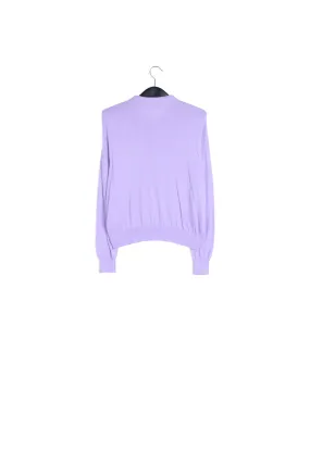 Lilac fine-knit sweater with polo-inspired collar