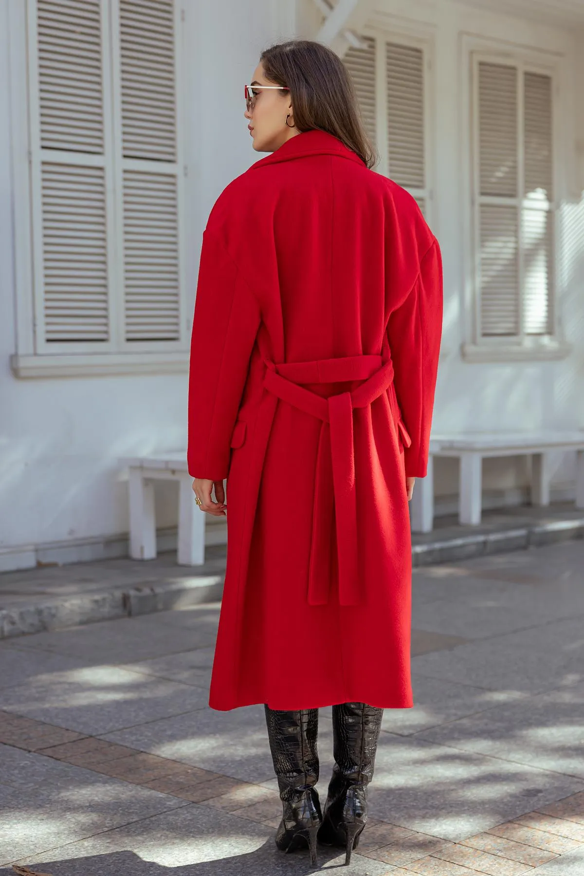 Long Belted Coat - RED