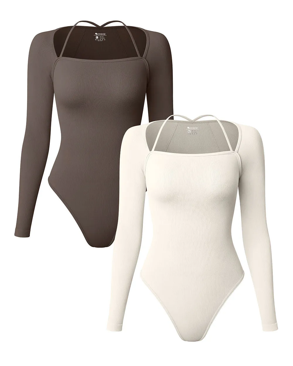 Long Sleeve Square Neck Bodysuits